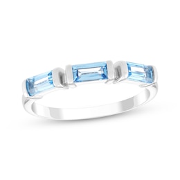 Baguette-Cut Swiss Blue Topaz Ring Sterling Silver
