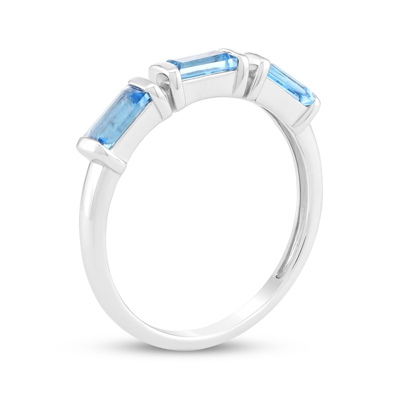 Main Image 2 of Baguette-Cut Swiss Blue Topaz Ring Sterling Silver