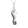 Thumbnail Image 2 of Blue & White Lab-Created Sapphire Seahorse Necklace Sterling Silver 18"