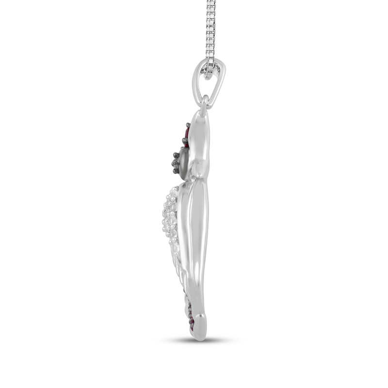Main Image 2 of Lab-Created Ruby & White Lab-Created Sapphire Cardinal Necklace Sterling Silver 18"