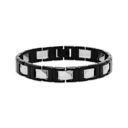 Men's Faceted Link Bracelet Stainless Steel & Black Ion Plating 8.5"