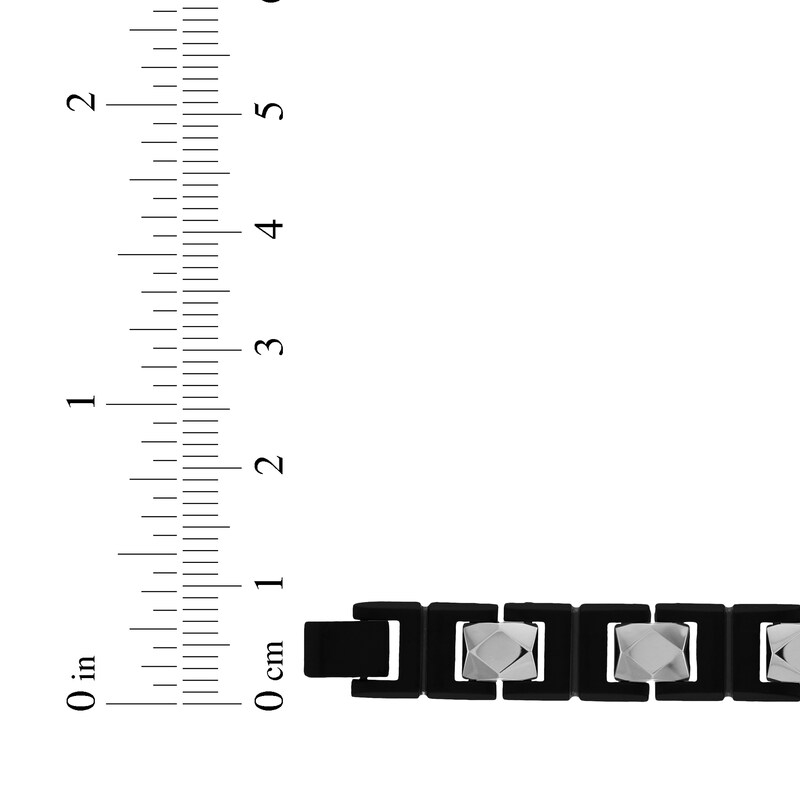 Main Image 4 of Men's Faceted Link Bracelet Stainless Steel & Black Ion Plating 8.5"
