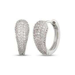 Diamond Pavé Tapered Huggie Hoop Earrings 1/2 ct tw Sterling Silver