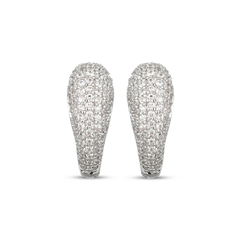 Main Image 2 of Diamond Pavé Tapered Huggie Hoop Earrings 1/2 ct tw Sterling Silver