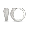 Thumbnail Image 3 of Diamond Pavé Tapered Huggie Hoop Earrings 1/2 ct tw Sterling Silver