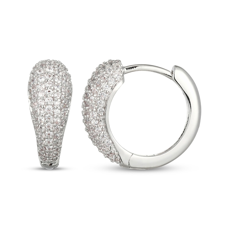 Main Image 3 of Diamond Pavé Tapered Huggie Hoop Earrings 1/2 ct tw Sterling Silver
