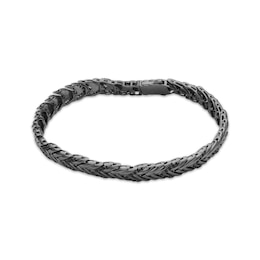 Men's Black Diamond Chevron Link Bracelet 1 ct tw Matte Gray-Plated Sterling Silver 8.5"