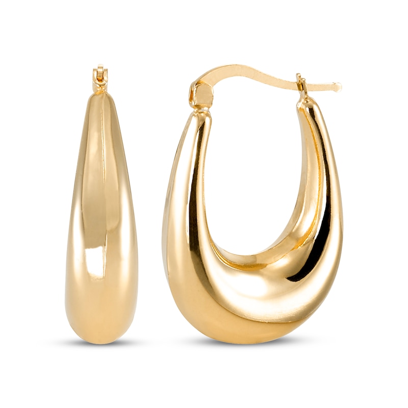 Main Image 1 of Oval Crescent Hoop Earrings 24K Yellow Gold Vermeil Sterling Silver 31mm
