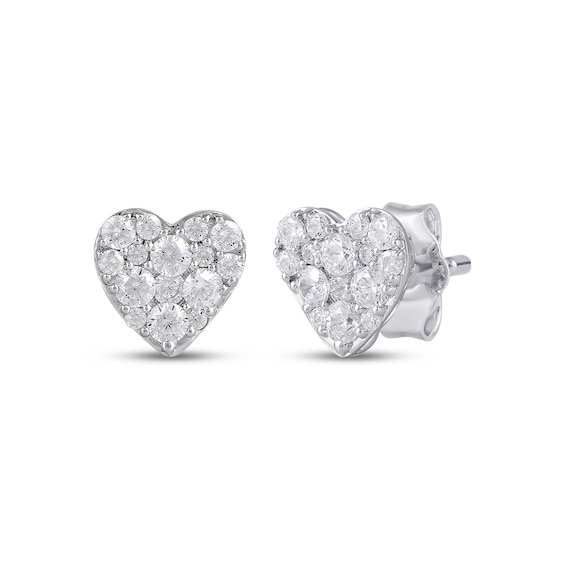 KAY Lab-Grown Diamonds Multi-Stone Heart Stud Earrings 1/2 ct tw 10K White Gold