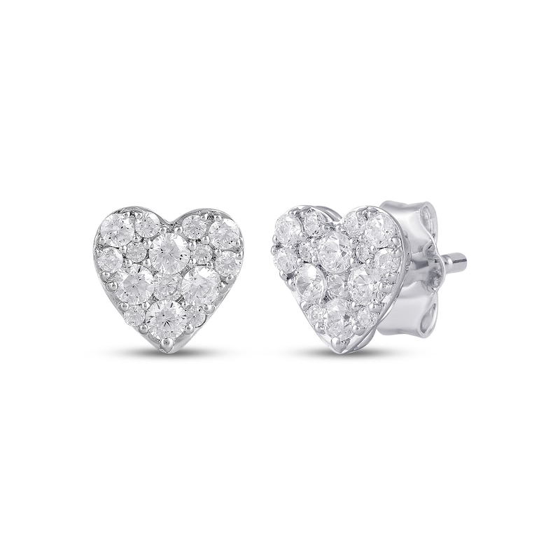 Main Image 1 of KAY Lab-Grown Diamonds Multi-Stone Heart Stud Earrings 1/2 ct tw 10K White Gold