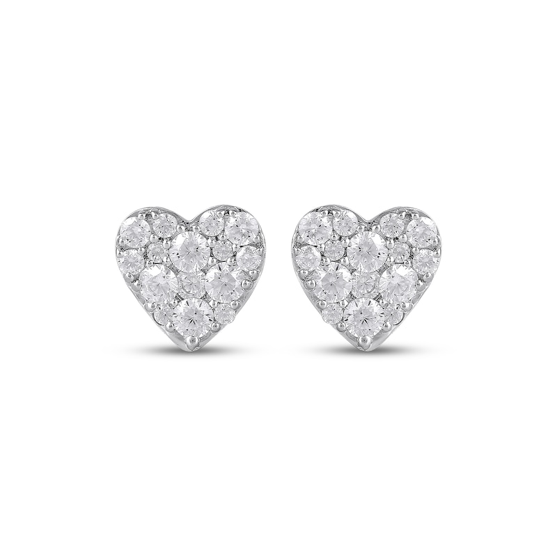Main Image 2 of KAY Lab-Grown Diamonds Multi-Stone Heart Stud Earrings 1/2 ct tw 10K White Gold