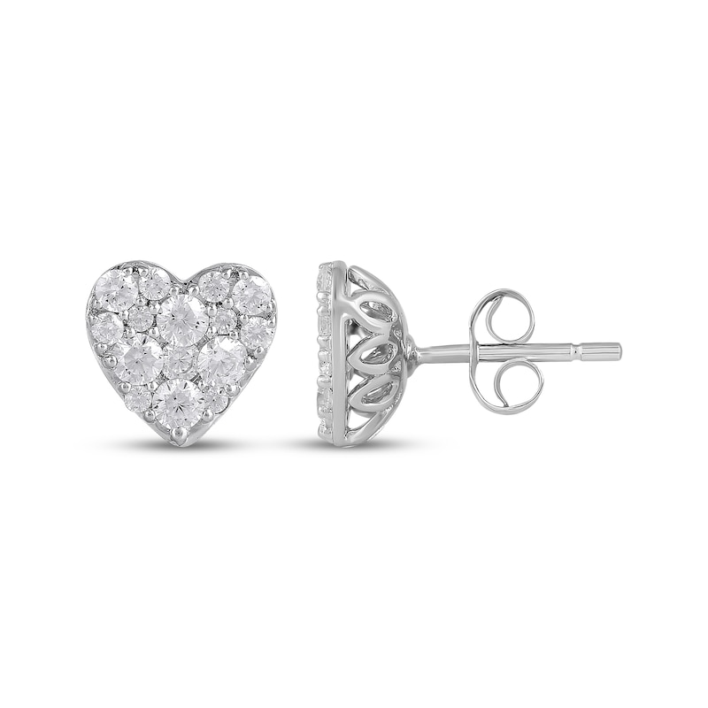 Main Image 3 of KAY Lab-Grown Diamonds Multi-Stone Heart Stud Earrings 1/2 ct tw 10K White Gold