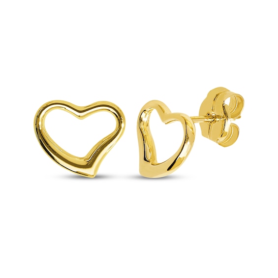 Reaura Heart-Shaped Stud Earrings 14K Yellow Gold