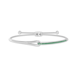 Lab-Created Emerald Bolo Bracelet Sterling Silver 9.5"