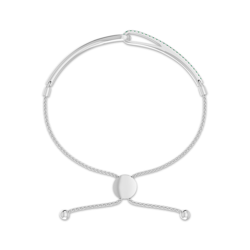 Main Image 2 of Lab-Created Emerald Bolo Bracelet Sterling Silver 9.5"