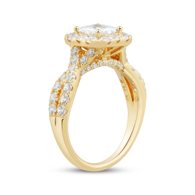 Main Image 2 of Adore Princess-Cut Diamond Halo Engagement Ring 2 ct tw 18K Yellow Gold