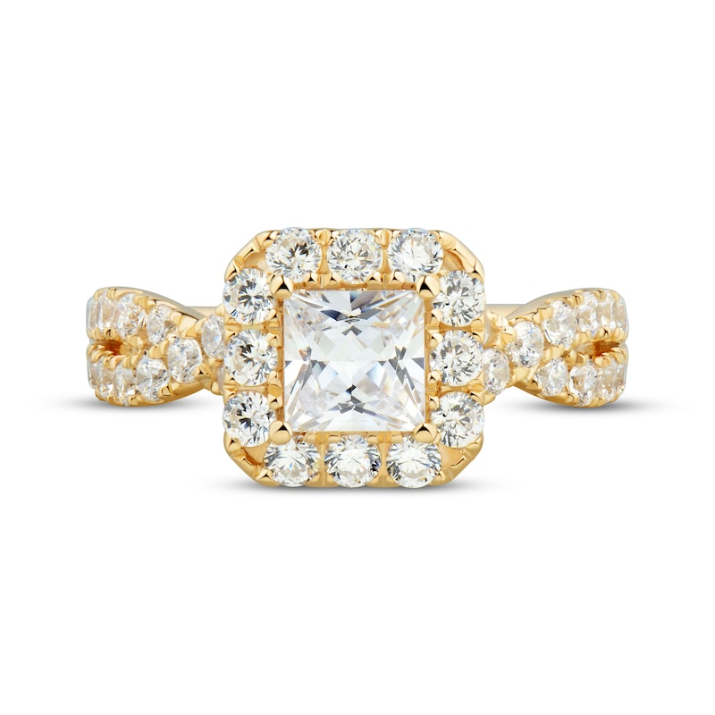 Main Image 3 of Adore Princess-Cut Diamond Halo Engagement Ring 2 ct tw 18K Yellow Gold