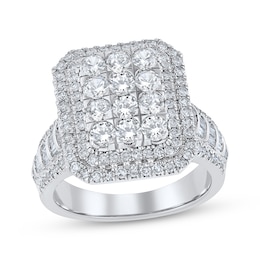 Adore Multi-Diamond Octagon Double Halo Engagement Ring 2 ct tw 10K White Gold