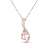 Thumbnail Image 1 of Pear-Shaped Morganite & Diamond Ribbon Drop Necklace 1/20 ct tw 10K Rose Gold 18"