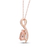 Thumbnail Image 2 of Pear-Shaped Morganite & Diamond Ribbon Drop Necklace 1/20 ct tw 10K Rose Gold 18"