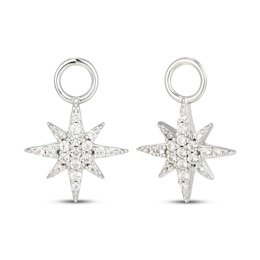 White Lab-Created Sapphire North Star Earring Charms Sterling Silver