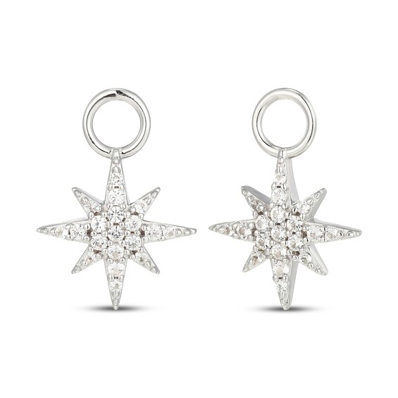 White Lab-Created Sapphire North Star Earring Charms Sterling Silver