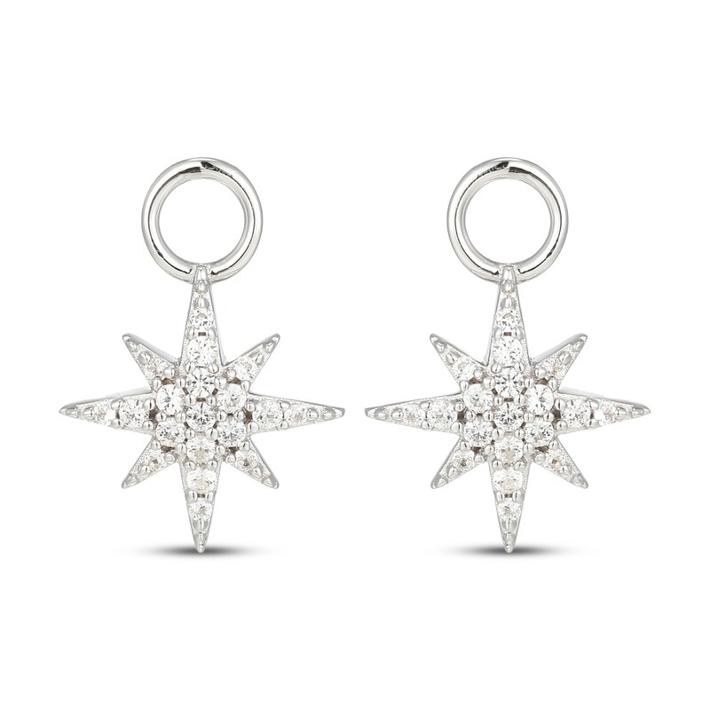 Main Image 2 of White Lab-Created Sapphire North Star Earring Charms Sterling Silver