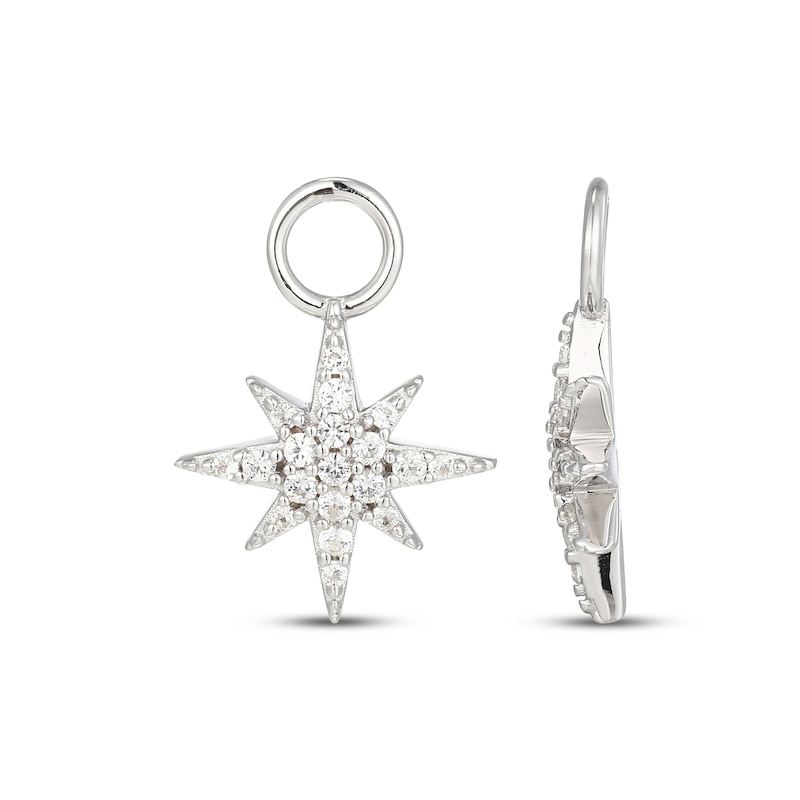 Main Image 3 of White Lab-Created Sapphire North Star Earring Charms Sterling Silver