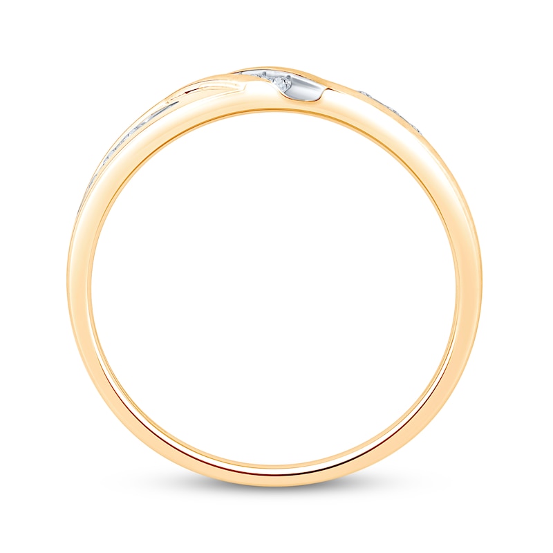 Main Image 2 of Adore Men's Diamond Brushed Wedding Band 1/5 ct tw 10K Yellow Gold