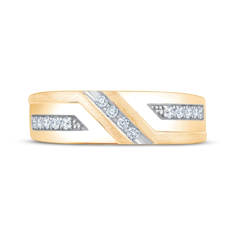 Main Image 3 of Adore Men's Diamond Brushed Wedding Band 1/5 ct tw 10K Yellow Gold