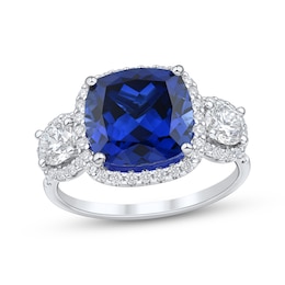 KAY Lab-Grown Diamonds Blue Lab-Created Sapphire Ring 1 ct tw 10K White Gold