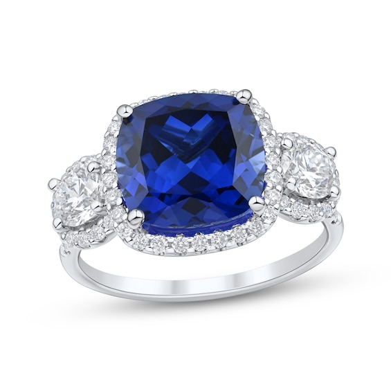 KAY Lab-Grown Diamonds Blue Lab-Created Sapphire Ring 1 ct tw 10K White Gold
