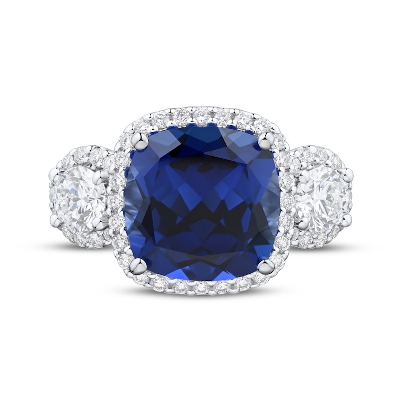 Main Image 3 of KAY Lab-Grown Diamonds Blue Lab-Created Sapphire Ring 1 ct tw 10K White Gold