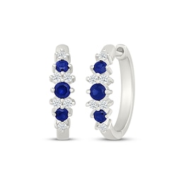 KAY Lab-Grown Diamonds Blue Lab-Created Sapphire Hoop Earrings 1/4 ct tw Sterling Silver