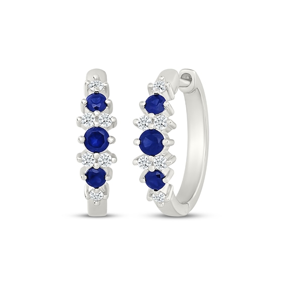 KAY Lab-Grown Diamonds Blue Lab-Created Sapphire Hoop Earrings 1/4 ct tw Sterling Silver