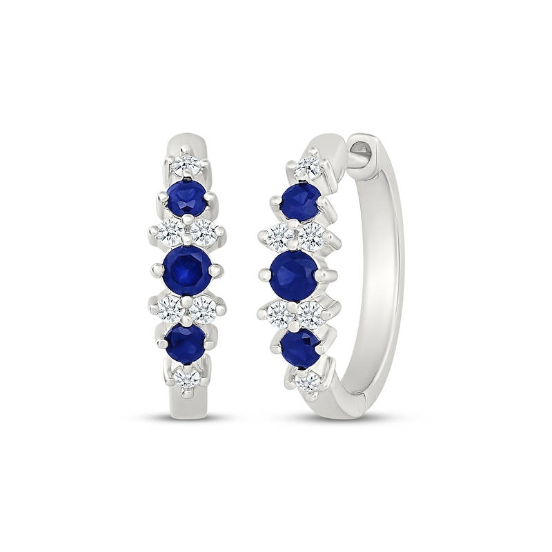 Main Image 1 of KAY Lab-Grown Diamonds Blue Lab-Created Sapphire Hoop Earrings 1/4 ct tw Sterling Silver