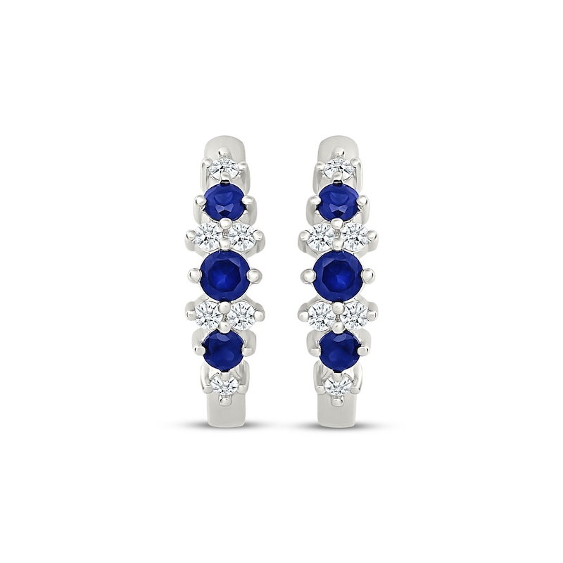 Main Image 2 of KAY Lab-Grown Diamonds Blue Lab-Created Sapphire Hoop Earrings 1/4 ct tw Sterling Silver