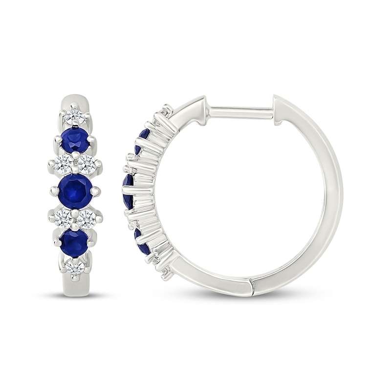 Main Image 3 of KAY Lab-Grown Diamonds Blue Lab-Created Sapphire Hoop Earrings 1/4 ct tw Sterling Silver