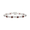 Thumbnail Image 1 of Cushion-Cut Garnet & White Lab-Created Sapphire Link Bracelet Sterling Silver 7.25"