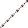 Thumbnail Image 2 of Cushion-Cut Garnet & White Lab-Created Sapphire Link Bracelet Sterling Silver 7.25"