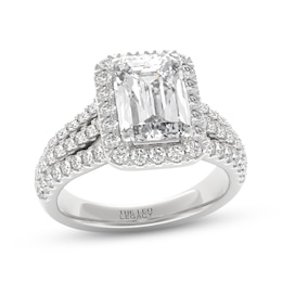 THE LEO Legacy Lab-Grown Diamond Emerald-Cut Halo Engagement Ring 2-7/8 ct tw 14K White Gold