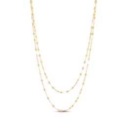1.95mm Diamond-Cut Double Strand Mirror Chain Necklace Solid 10K Yellow Gold 16"
