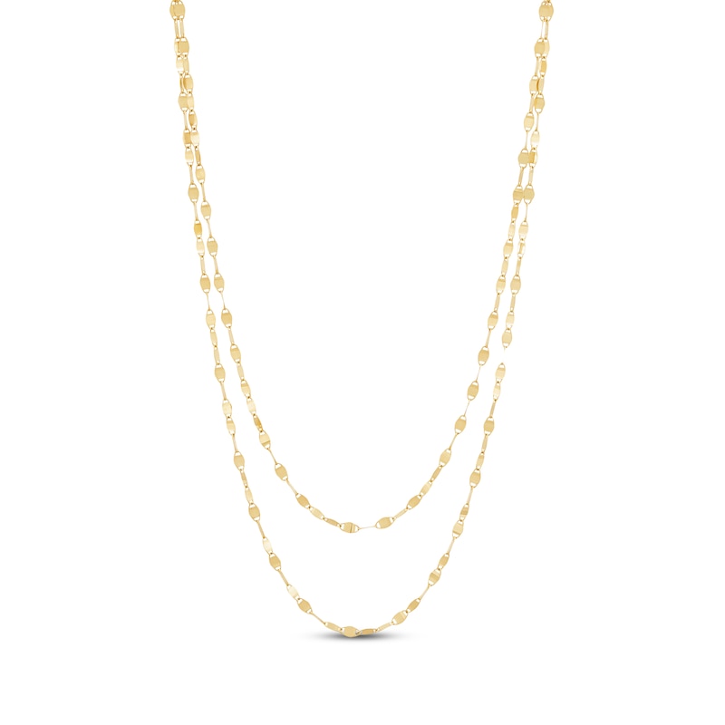 Main Image 1 of 1.95mm Diamond-Cut Double Strand Mirror Chain Necklace Solid 10K Yellow Gold 16"