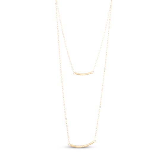 Diamond-Cut Curved Bar Layered Necklace 10K Yellow Gold 18"