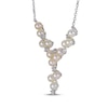 Thumbnail Image 2 of Cultured Pearl & White Lab-Created Sapphire Y-Drop Necklace Sterling Silver 18"