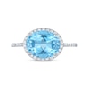 Thumbnail Image 3 of Oval-Cut Swiss Blue Topaz & White Lab-Created Sapphire Halo Ring Sterling Silver