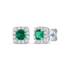Thumbnail Image 1 of Lab-Created Emerald & White Lab-Created Sapphire Stud Earrings Sterling Silver