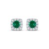 Thumbnail Image 2 of Lab-Created Emerald & White Lab-Created Sapphire Stud Earrings Sterling Silver