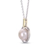 Thumbnail Image 2 of Button Cultured Pearl Necklace Sterling Silver & 14K Yellow Gold 18"