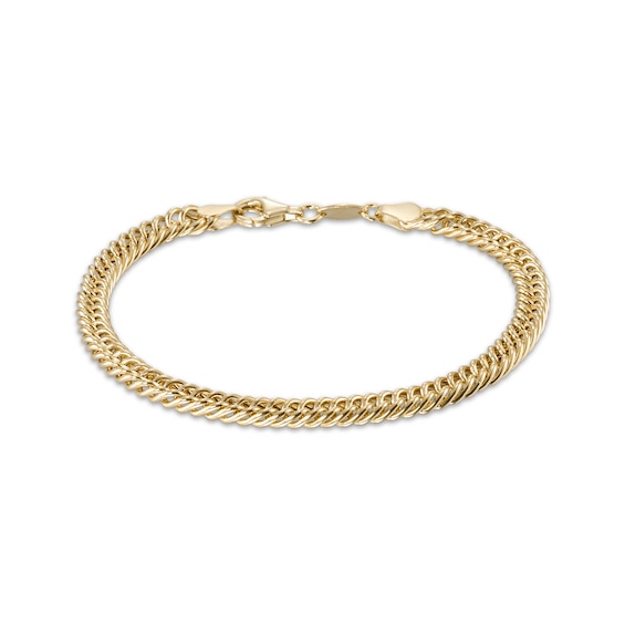 1.4mm Double Curb Chain Bracelet 24K Yellow Gold Vermeil Hollow Sterling Silver 7.5"